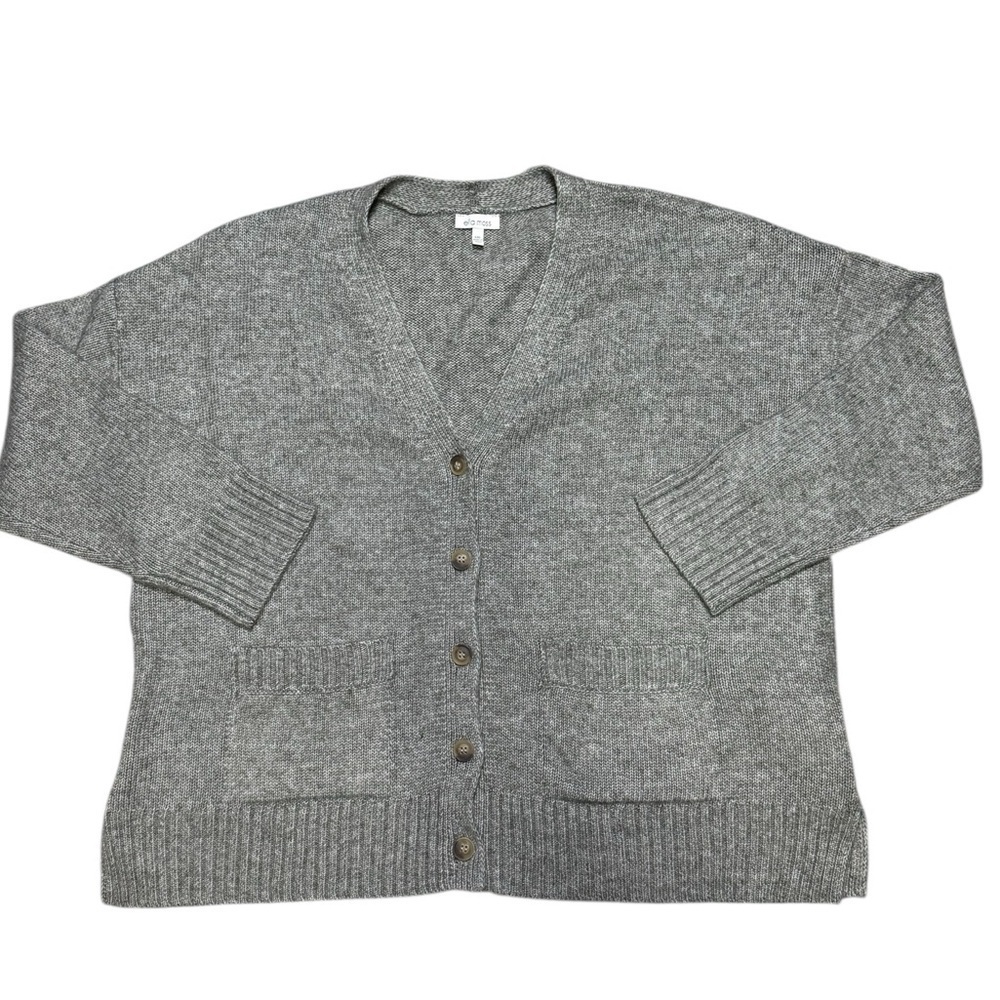 Ella Moss Women’s Large Gray Green Button-Up Cardigan Relaxed Boyfriend Fit